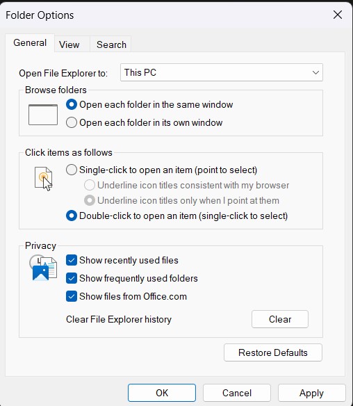 choose folder opion