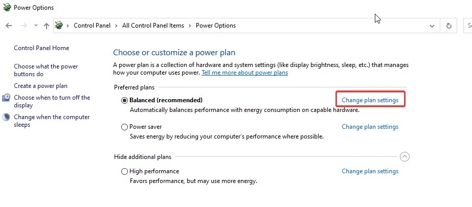 choose power plan