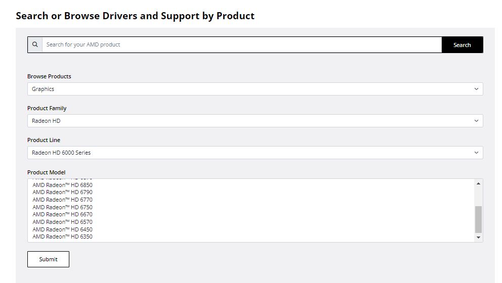 search for amd product