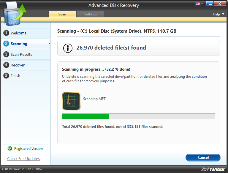 Advanced Disk Recovery_Scan in progress