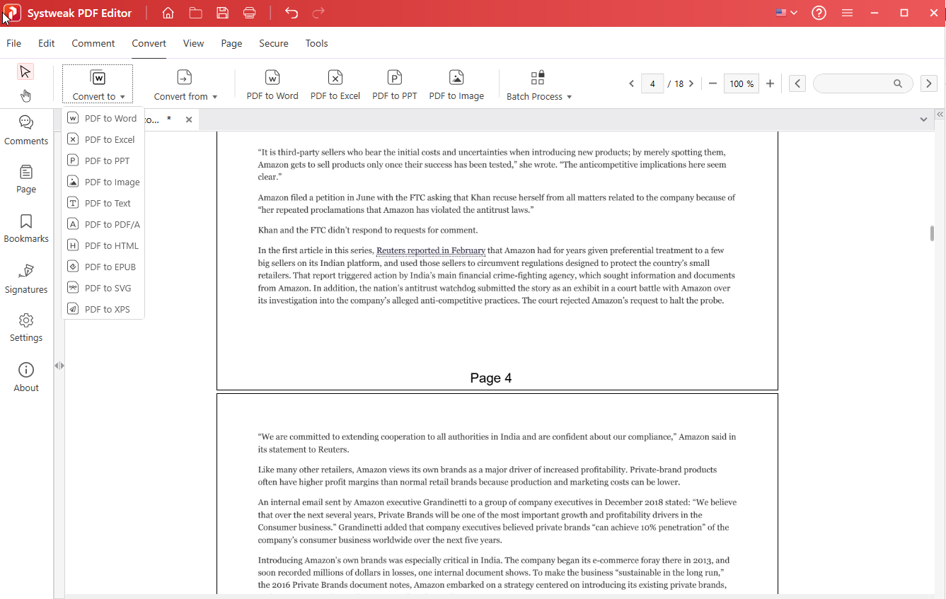 Convert to and from PDF_Systweak PDF Editor