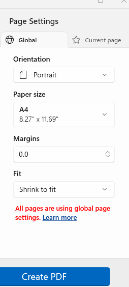 page settings - offline pdf tool