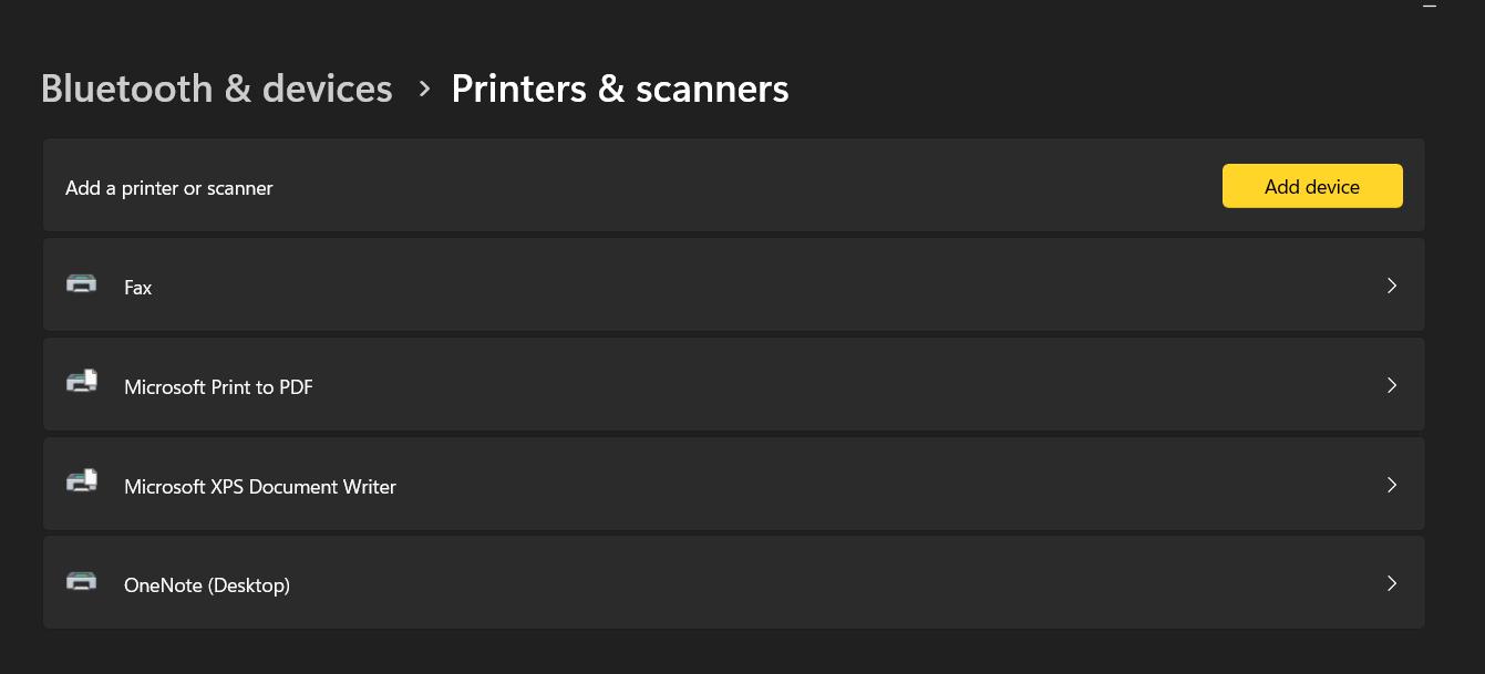 Printers section
